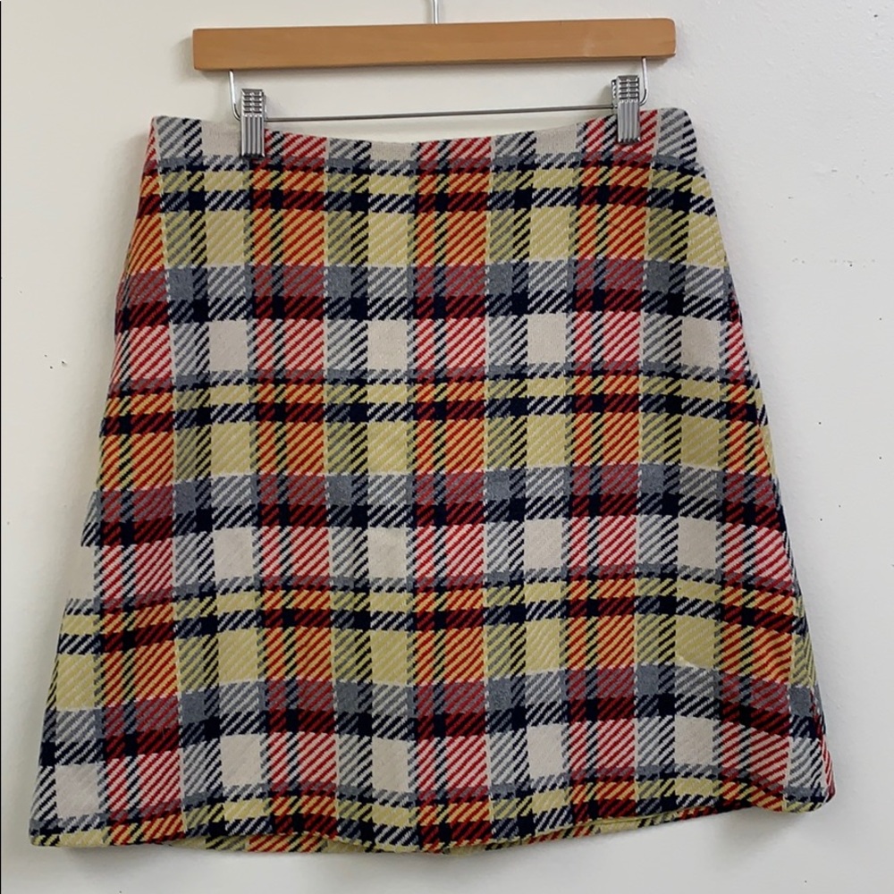 Boden Wool Blend Tartan Plaid Skirt Size 8R